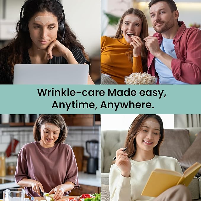 Advanced Wrinkle Patches 60ct Smile Line, Frown Line Wrinkle Patches for Facial Korean Skin Care Face Wrinkle Tape Invisible Overnight with Retinol & Collagen (Large (Forehead))-VivaGrace Women