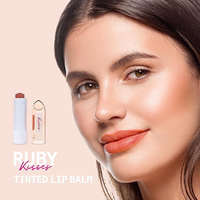 Ruby Kisses Balm Up Tinted Lip Balm, Non-Greasy Hydrating Formula, Nourishing Coconut Core & Vitamin E Infused, Lip Care with Natural Shine, Lightweight Sheer Color (Nude)-VivaGrace Women