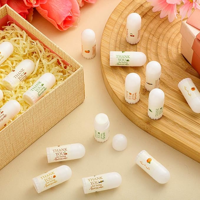 50 Pcs Thank You Gifts Mini Lip Balm Pack Lip Moisturizer Assorted Flavors Dry Lip Care Products for Teacher Baby Shower Coworkers Friend-VivaGrace Women
