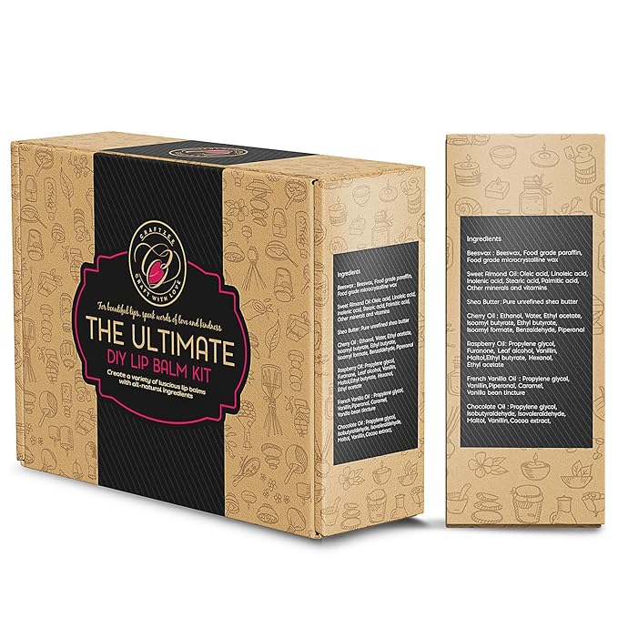 CraftZee Lip Balm Making Kit - DIY Lip Gloss Kit with Natural Beeswax Base, Shea Butter, Sweet Almond Oil, Essential Oils, Tubes, Jars & More Craft Kit For Adults-VivaGrace Women