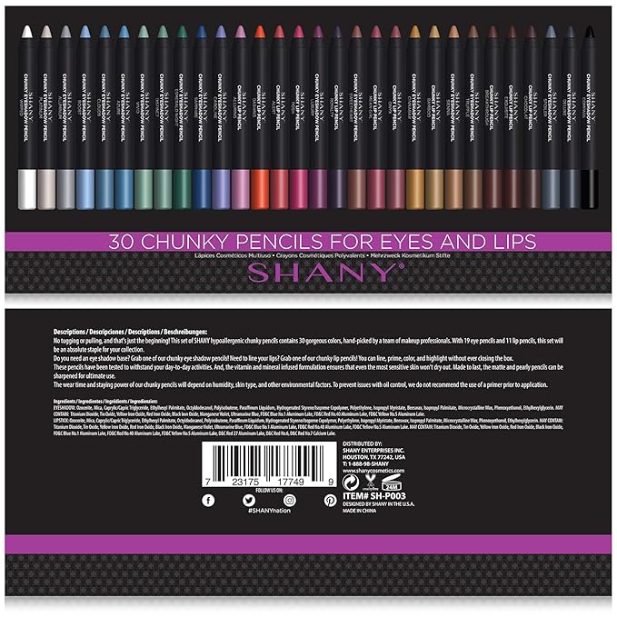 SHANY Multi-Use 30 Colors Chunky Pencil Set, Multi