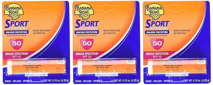 Banana Boat Spf#50 Sport Lip Balm 0.15 Ounce (4.4ml) (3 Pack)-VivaGrace Women