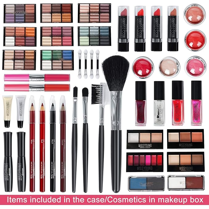 All-in-one Holiday Make up Gift Set | Makeup Kit for Women Full Kit Essential Starter Bundle Include Eyeshadow Palette Lipstick Blush Foundation Concealer Face Powder Mascara Lipgloss Brush-VivaGrace Women