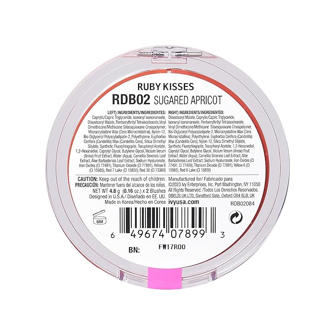 Ruby Kisses Duo Cream Blush, Smooth, Natural-Looking, Long-Lasting Face Makeup Blush for Cheeks, Lips, and Eyes, Buildable and Blendable, Infused with Green Tea, Aloe Vera Extract, and Hyaluronic Acid-VivaGrace Women