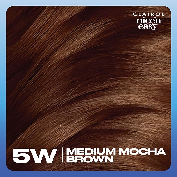 Clairol Nice'n Easy Permanent Hair Dye, 5W Medium Mocha Brown Hair Color, Pack of 3-VivaGrace Women