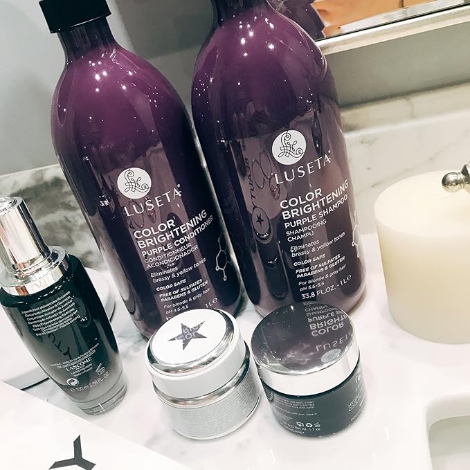 L LUSETA Color Brightening Purple Shampoo and Conditioner Set for Blonde and Gray Hair, Infused with Cocos Nucifera Oil to Help Nourish, Moisturize and Condition Hair, 2x33.8oz-VivaGrace Women