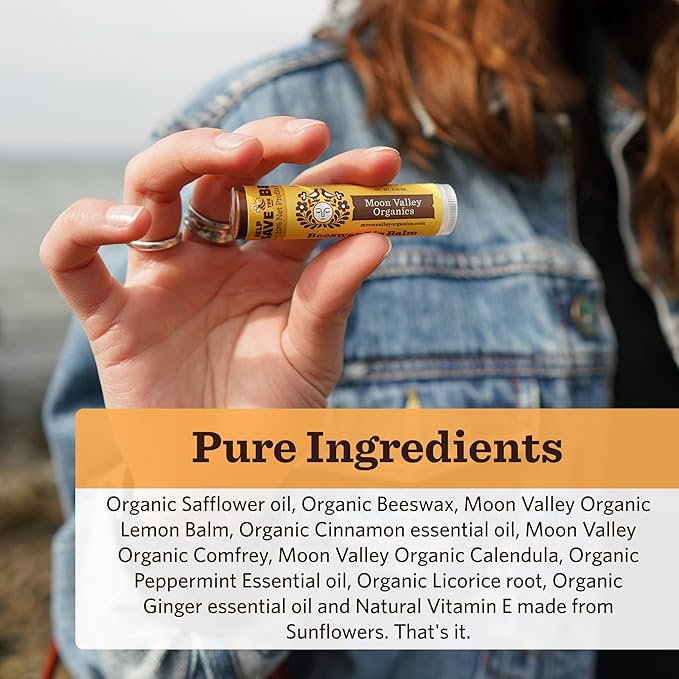 Moon Valley Organics Beeswax Lip Balm for Moisturizing Lips and Cuticles (ZINGY CINNAMON, 1-Pack)-VivaGrace Women