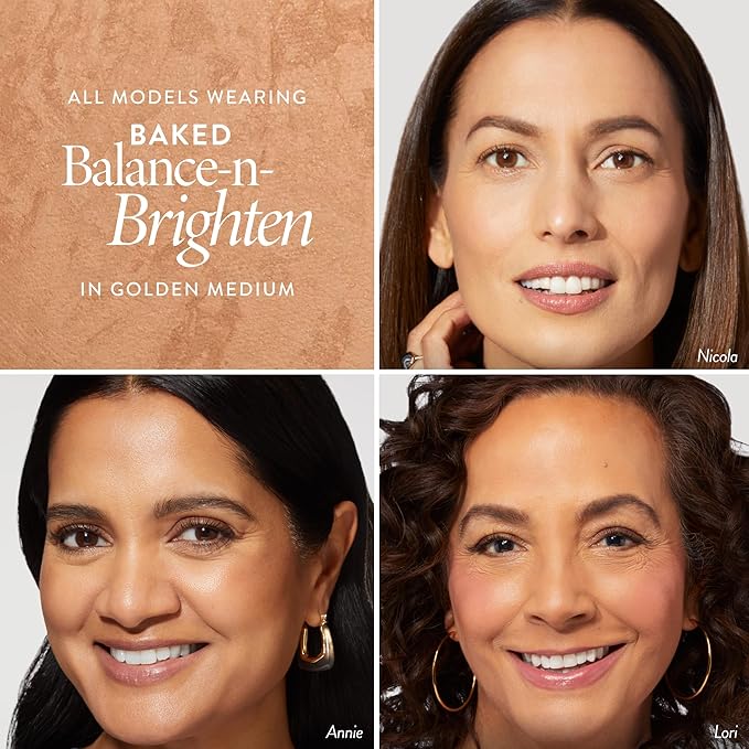 LAURA GELLER NEW YORK Award-Winning Baked Balance-n-Brighten Color Correcting Powder Foundation - Golden Medium - Buildable Light to Medium Coverage - Demi-Matte Natural Finish-VivaGrace Women