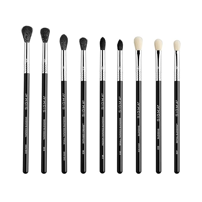 Sigma Beauty Deluxe Blending Brush Set – Professional Grade Eyeshadow Brush Set with 9 Full Size Blending Brushes Featuring Extra Soft Fibers for Precise, Controlled, & All-Over Eyeshadow Blending-VivaGrace Women