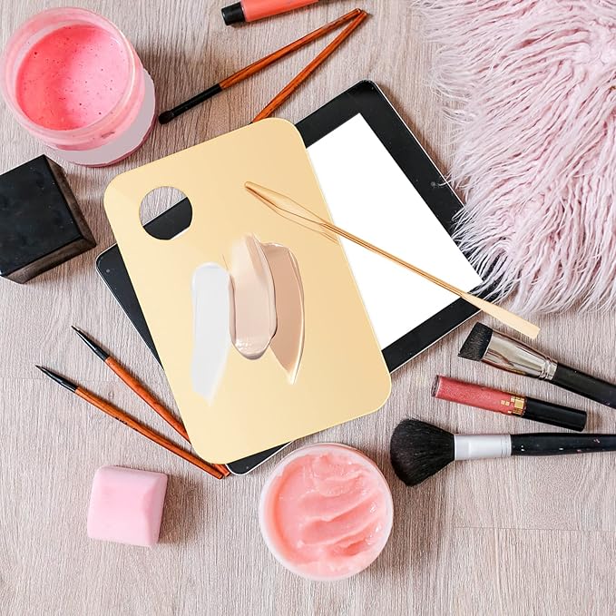 2Pcs Acrylic Makeup Mixing Palette with 2 Pcs Makeup Spatula, Foundation Mixing Tray Cosmetic Palette Mixer Makeup Palette for Foundation, Makeup Mixing Tray for Mixing Eye Shadow Lipsticks Nail Art-VivaGrace Women