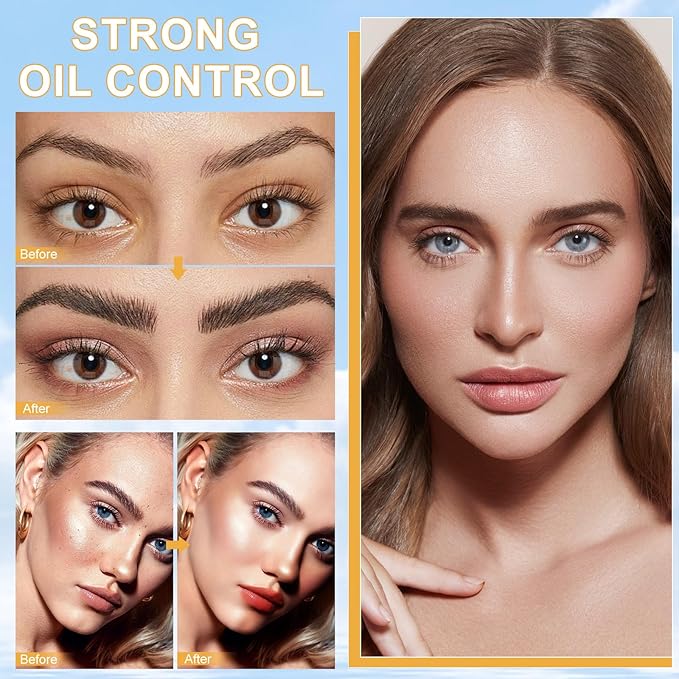 Mineral Sunscreen Setting Powder, SPF 50++ Mineral Setting Powder Sunscreen for Face with Soft Brush Powder Sunscreen for Scalp Matte Face Powder (1PC, 1.02 * 1.02 * 4.29)-VivaGrace Women