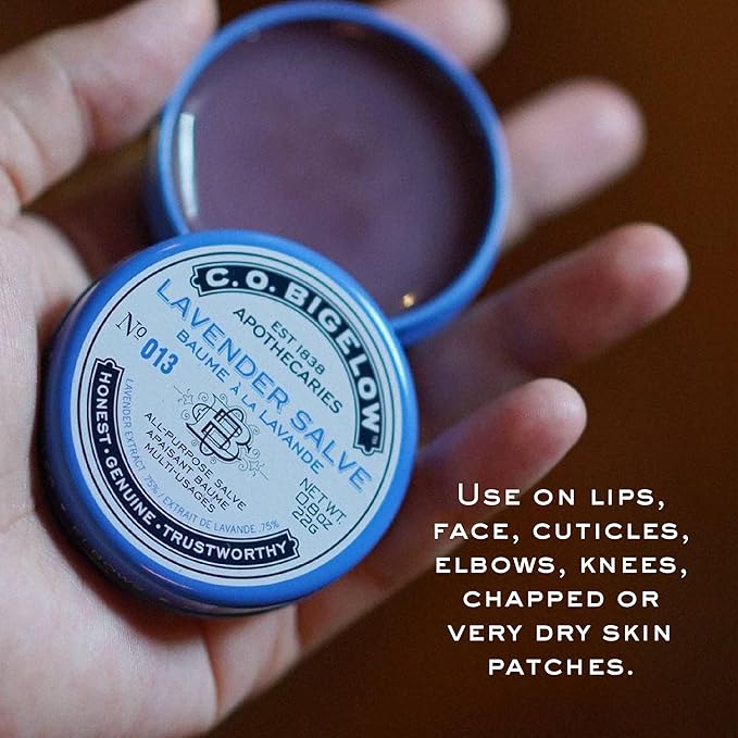 C.O. Bigelow All Purpose Salve Lip Balm Tins, Lavender Salve Pack of 3 for Chapped Lips & Dry Skin - Moisturizing Lip, Cuticle and Skin Salves, 0.8 oz each-VivaGrace Women