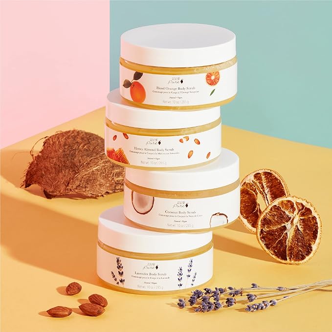 100% PURE Honey Almond Body Scrub Exfoliating Deep Clean with Sea Salts & Nourishing Oils - Natural Deeply Moisturizing Skincare - Vibrant Radiant Skin Restore & Pore Cleanse - Vegan - 10oz-VivaGrace Women