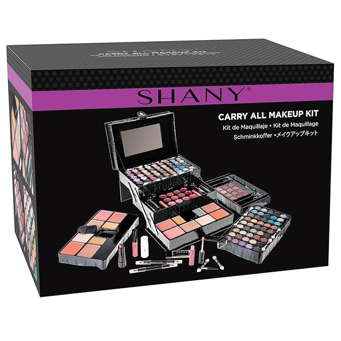 SHANY All In One Makeup Kit (Eyeshadow, Blushes, Face Powder, Lipstick, Eye liners, Makeup Pencils and Makeup Mirror - Makeup Set With Reusable Makeup Storage Box - Black-VivaGrace Women