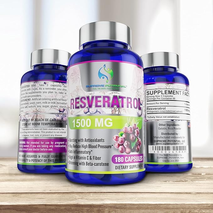 100% Pure Resveratrol Extract for Anti-Aging & Heart Health - 1500mg Maximum Strength (1)-VivaGrace Women