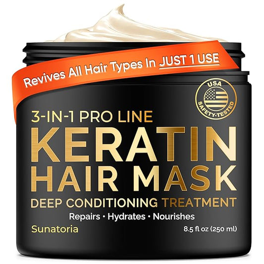 SUNATORIA Keratin Hair Mask - Deep Conditioner for Dry Damaged Hair - Hydrates, Repairs, Nourishes - Keratin Hair Treatment - Deep Conditioning Hair Mask - Keratina Mascarilla Para el Cabello-VivaGrace Women