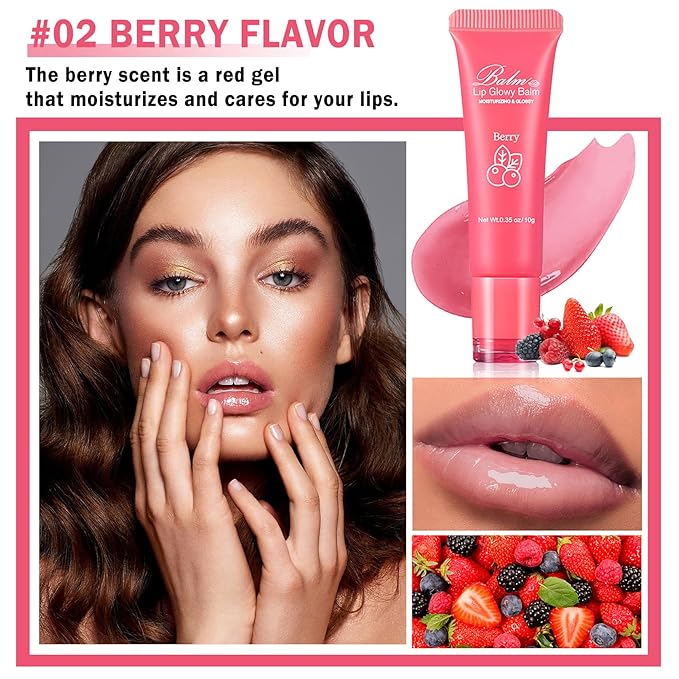 Lip Glowy Balm Moisturizing Lip Balm Plumping Lip Gloss Lip Sleeping Mask Lip Butter Balm Day Night Lip Care Glowy Lip Balm - Berry-VivaGrace Women