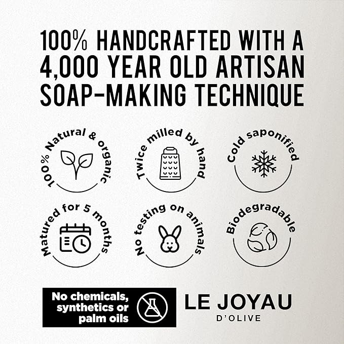 LAVENDER WHISPER from Le Joyau d’Olive | Ancestral & Handmade| Fragrance Free| Synthetics Free | Cold Pressed and Matured for 5 Months | Premium Olive and Lavender Oils | Twice Milled & Lather Rich