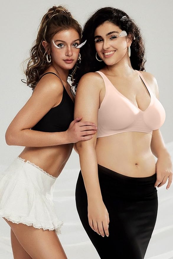 OEAK Womens Deep V Bras Wireless Comfortable Bra Supportive No Underwire Bras Tshirt Push Up Bralettes Plunge Seamless Bra-VivaGrace Women