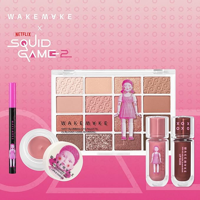 WM X NETFLIX SQUID GAME Dewy Gel Maxi Gloss 15 Solid Blood Set (+Watery Tok Tint Mini 7 Bloody Pop), lips, korean lip-VivaGrace Women