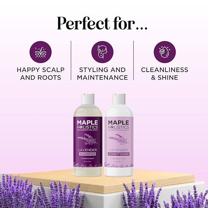 Aromatherapy Lavender Shampoo and Conditioner Set - Paraben and Sulfate Free Shampoo and Conditioner for Women with Chamomile Panthenol Jojoba Oil plus Cleansing and Calming Lavender Essential Oil-VivaGrace Women