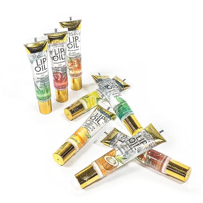 HerMINE Hydrating Lip Oil with Argan oil & Vitamin E Clear Long Lasting Nourishing Lip Oils Moisturizing Gel Multi-Packs Softening Clear Oil-VivaGrace Women