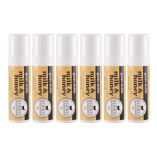 Dionis - Goat Milk Skincare Milk & Honey Scented Lip Balm - Set of 6 (0.28 oz) - Made in the USA - Cruelty-free and Paraben-free-VivaGrace Women