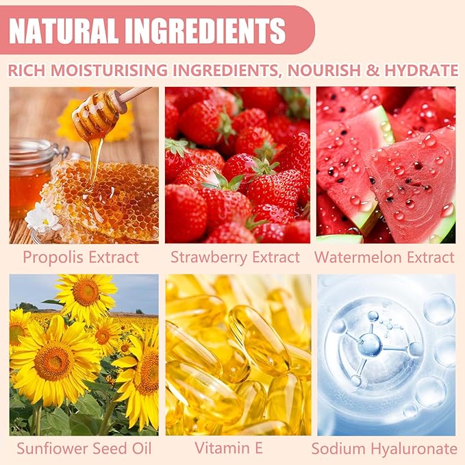 3PCS Bee Lip Balm Honey Pot,Honey Strawberry Watermelon Lip Mask Overnight Moisturizing Lip Balm,Hydrating Prevention Dry & Cracked Nourishing Sleeping Lip Mask (Honey+Strawberry+Watermelon)-VivaGrace Women