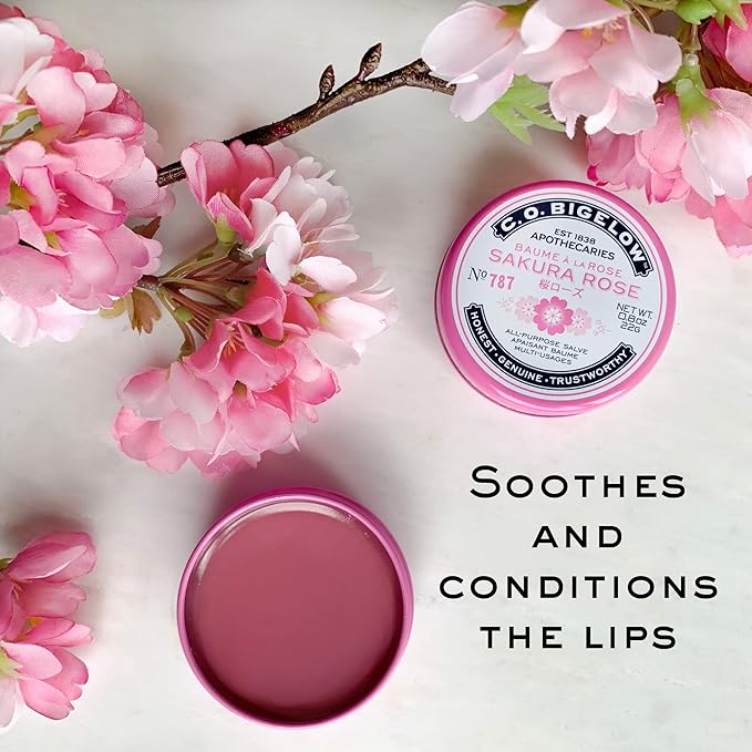 C.O. Bigelow All Purpose Salve Lip Balm Tins, Sakura Rose Salve Pack of 3 for Chapped Lips & Dry Skin - Moisturizing Lip, Cuticle and Skin Salves, 0.8 oz each-VivaGrace Women