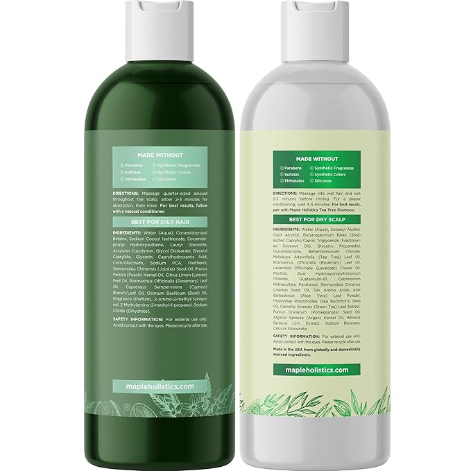 Shampoo and Conditioner for Oily Hair and Scalp - Sulfate and Paraben Free Shampoo and Conditioner Set for Oily Hair Care with Deep Cleansing Tea Tree Oil - Color Safe & Cruelty Free (8 Fl Oz)-VivaGrace Women