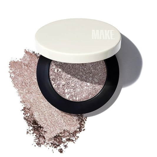 MAKE Beauty Multi-Chromatic Eye Shadow. Metal Reflecting Luminous Foil Finish Creamy, Buildable, Dimensional Long-wear, Crease-proof Powder Eyeshadow, Multichrome Shade - Quartz, Taupe-VivaGrace Women