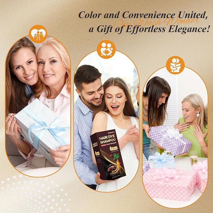 Hair Dye Shampoo 3-in-1: Instant Hair Color Shampoo for Gray Hair - Ideal for Women & Men, Long-Lasting Dye Shampoo for Color Treated Hair, Champu Para Canas, Easy to Use, 500 Ml (Chestnut Brown)-VivaGrace Women