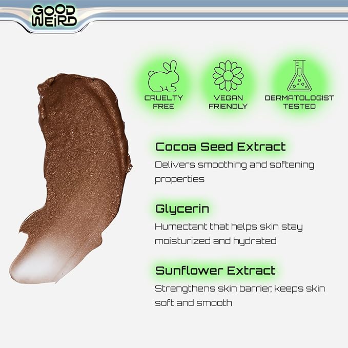 GOOD WEIRD Back From Vacay Bronzer - Vegan Liquid Face Bronzer Gel Cream for Men and Women | Natural Glow Lightweight Highlighter Makeup | Subtle Shimmer | 0.56 fl. oz. | BORA BORA (Dark Bronze)-VivaGrace Women