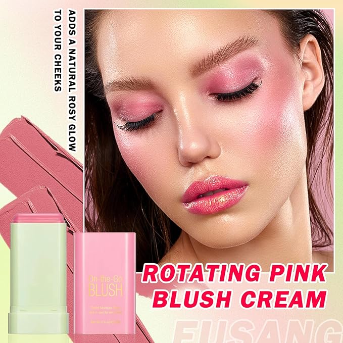 Multi-Use Cream Blush Stick,Soft Smooth Makeup Blush Stick for Cheeks Lips & Face,Waterproof Long Lasting Blendable Lightweight Face Blush Stick Matte Makeup for All Skin Types-VivaGrace Women