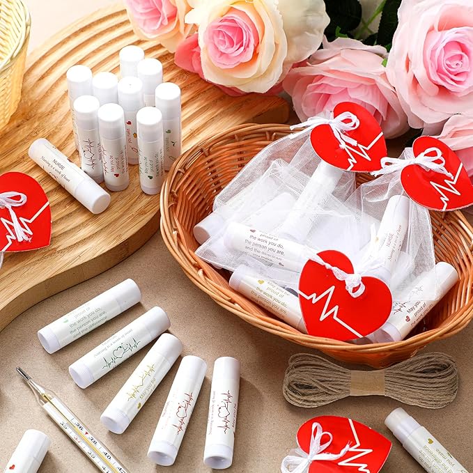50 Sets Nurse Lip Balm Gifts Bulk Moisturizing Nurse Lip Balm with 50 Organza Drawstring Gift Bags 50 Tags Nurse Day Nurse Week Nurse Student Graduate Appreciate Gifts Bulk(Nurse)-VivaGrace Women