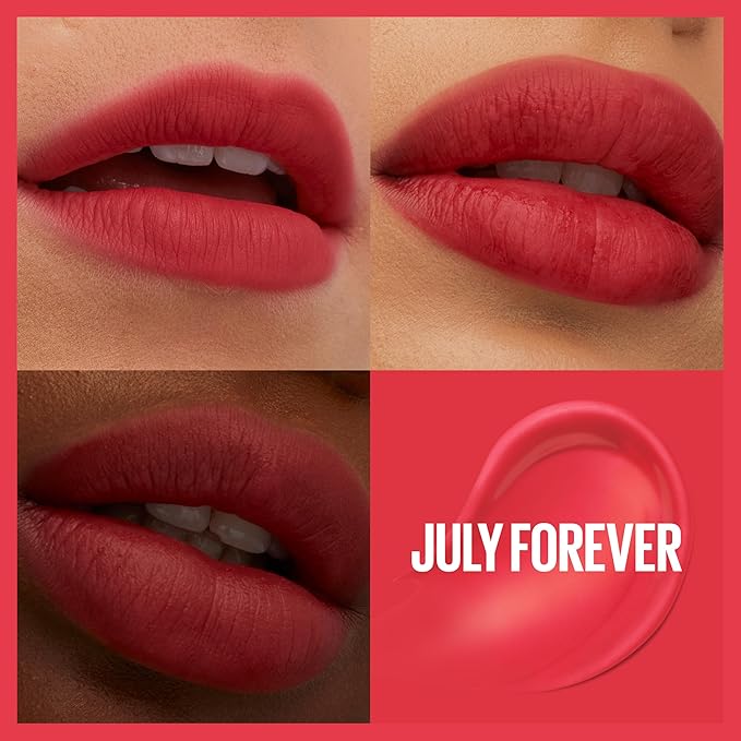 Maybelline Super Stay Teddy Lip Tint, Long Lasting Matte Lipstick For Up To 12HR Wear, July Forever, 1 Count-VivaGrace Women