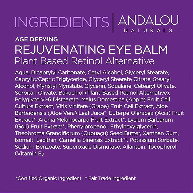 Andalou Naturals Age Defying Plant-Based Retinol Alternative Eye Balm, 0.45 OZ-VivaGrace Women