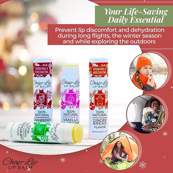 100% Natural Lip Balm Set - Beeswax Natural Christmas Gifts for Her - Ideal Gift for Women - Lip Moisturizer for Dry Lips, Cocoa Butter - Petroleum Free Pack of 8-VivaGrace Women