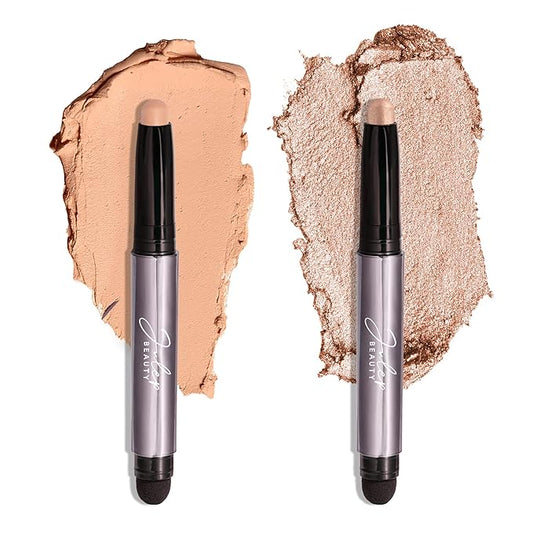 Julep Eyeshadow 101 Crème-to-Powder Waterproof Eyeshadow Stick Duo – Long-Lasting, Crease-Proof, Easy Apply with Built-in Smudger - Desert & Champagne-VivaGrace Women