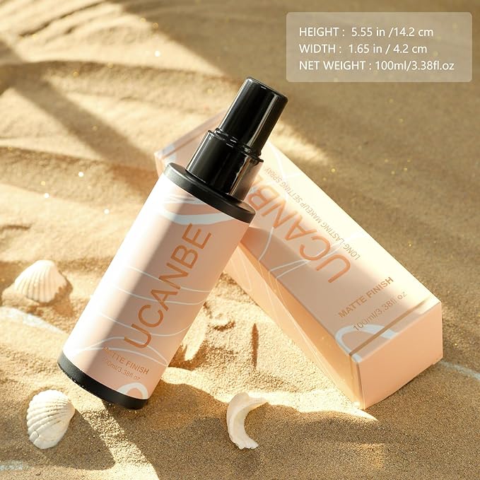 Long Lasting Makeup Setting Spray Kit - 3.38 Fl oz Super Matte Finish Setting Mist Lightweight Face Make up Fixer for Oily Skin + 1PC Sponge Puff + 1PC Powder Puff-VivaGrace Women