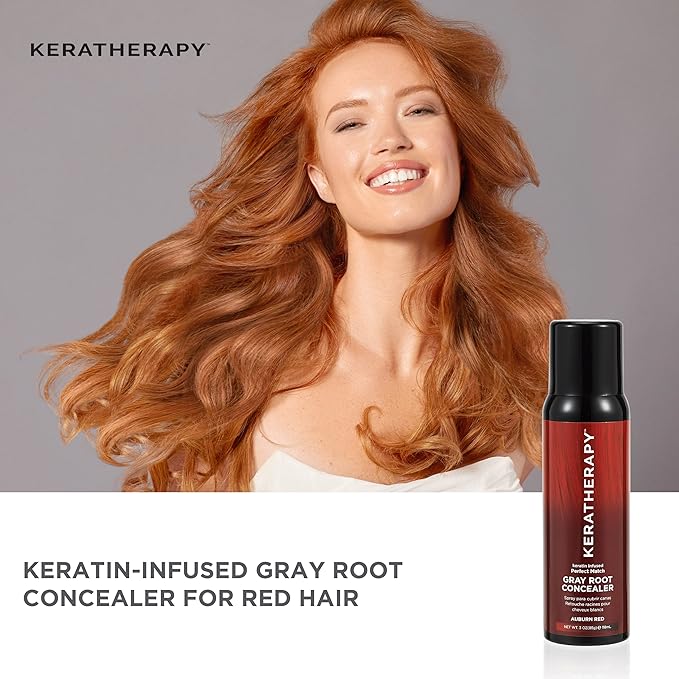 Keratherapy Keratin Infused Perfect Match Gray Root Concealer Spray, Auburn Red, 3 oz, 118 ml - Root Cover Up Spray to Hide Gray Roots - Keratin Therapy Hair Darkening & Temporary Scalp Concealer-VivaGrace Women