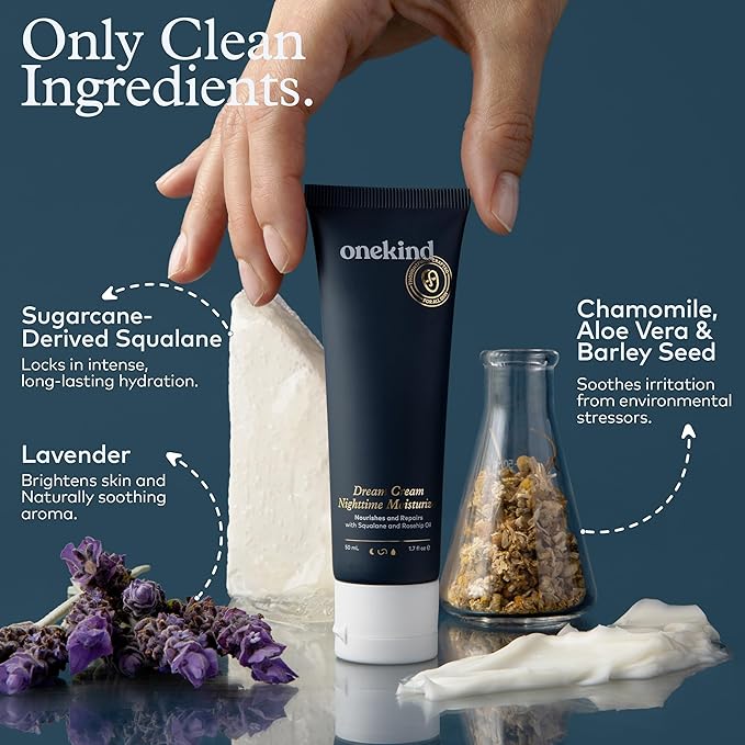 Onekind Dream Cream Night Moisturizer – Hydrating Anti-Aging Face Cream with Squalane, Rosehip & Shea Butter – Fragrance-Free, Vegan, for Dry & Sensitive Skin – 1.7 oz-VivaGrace Women