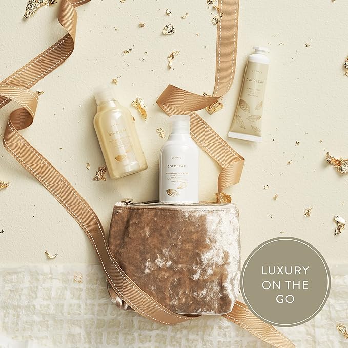 Thymes Perfumed Travel Set and Beauty Bag - Contains Body Wash, Body Lotion & Hand Cream - Goldleaf-VivaGrace Women