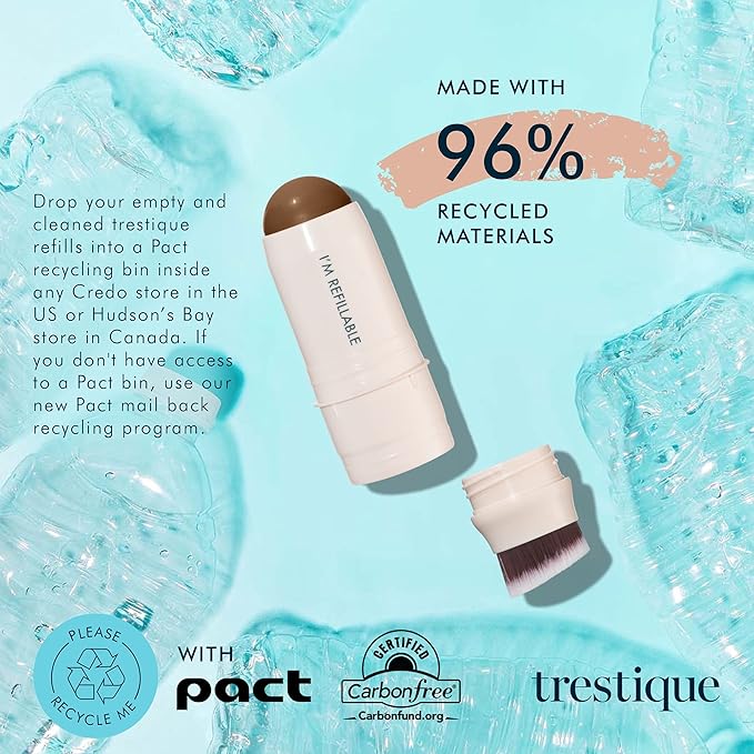 trestique Bronzer Stick, Refillable Contour Stick With Built-In Blending Brush, Sustainable Contour Makeup, Clean Beauty Cream Bronzer-VivaGrace Women