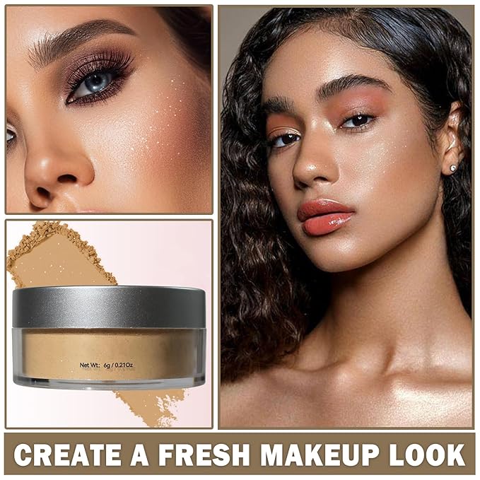 Oil Control Loose Powder Makeup Translucent Setting Powder Shimmer Long Lasting Lightweight Polvo Traslucido Maquillaje Para Mujer Face Powder Makeup - 03 Dark Complexion Shimmer-VivaGrace Women