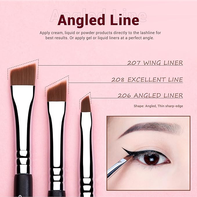 Jessup Eyeliner Brush Set, Professional Eye Liner Makeup Brushes 11pcs, Angled Flat Definer Ultra Fine Bent Pencil Point Eyeliner Brushes for Precision Liner, T324-VivaGrace Women