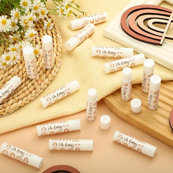 Dunzy 50 Pcs Thank You Gift Lip Balm Bulk Baby Shower Party Favors Bridal Shower Favor Lip Care with Assorted Fruit Flavors Thank You Lipstick for Guest Basket Gift Stuffer (Boho)-VivaGrace Women