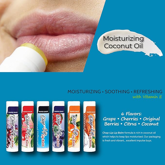 Vitamin E Lip Balm with Coconut Oil - Lip Moisturizer Treatment - Soothing, & Refreshing, Total Hydration Treatment & Lip Therapy - Assortment of 6 Refreshing Flavors, 60 Count-VivaGrace Women