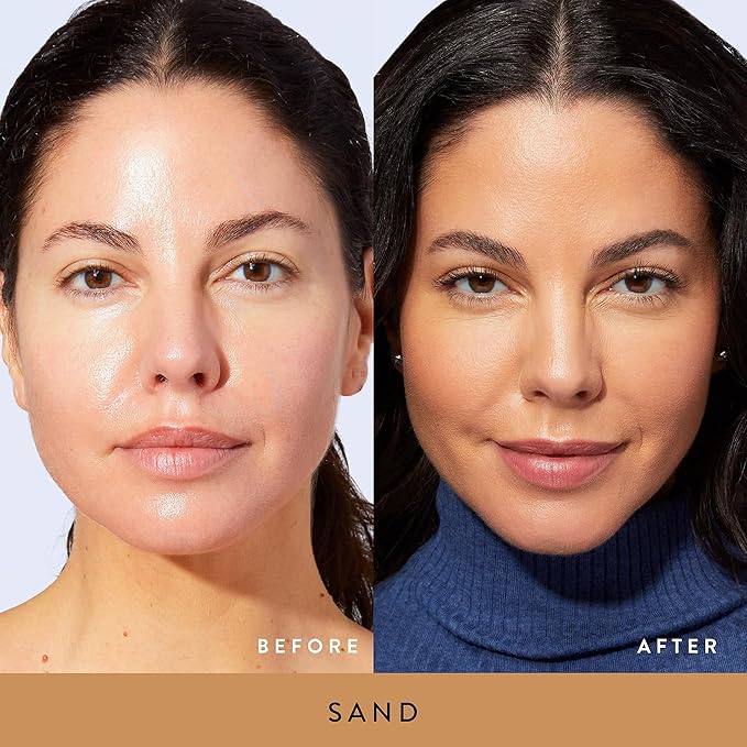 LAURA GELLER NEW YORK Baked Balance-N-Brighten Color Correcting Foundation, Sand + Kabuki Brush-VivaGrace Women