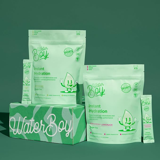 Waterboy Workout Hydration | 2,960mg Sugar Free Electrolyte Powder Packets | L-Glutamine + Vitamins | No Sugar, All Natural, Gluten Free (Variety)-VivaGrace Women